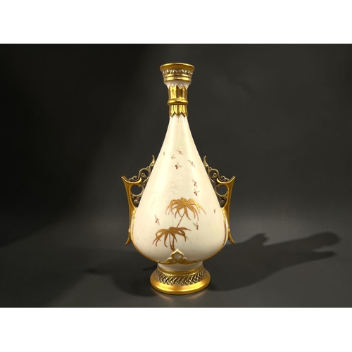19 - Royal Worcester blush ware vase.19th century.Aesthetic form with a blush ground. Painted & gilde... 