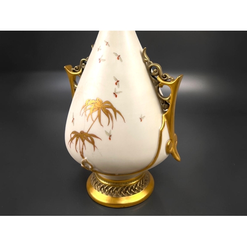 19 - Royal Worcester blush ware vase.19th century.Aesthetic form with a blush ground. Painted & gilde... 