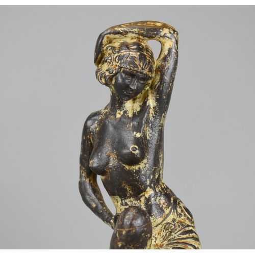 21 - A French Art Deco painted cast Iron semi-nude figure.Height - 33cm