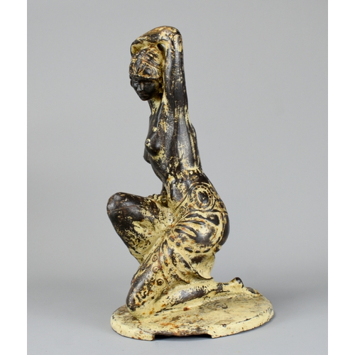 21 - A French Art Deco painted cast Iron semi-nude figure.Height - 33cm