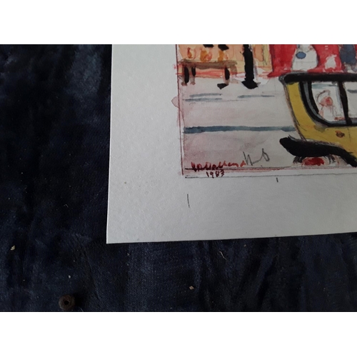 185 - Signed watercolour of a French scene
