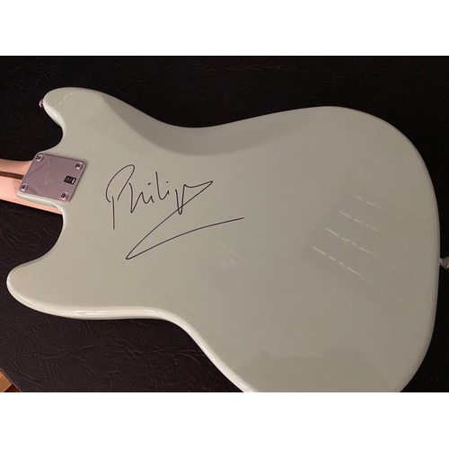 7 - Phil Campbell of Motörhead signed squire bullet mustang – A played and signed guitar by rock legend ... 