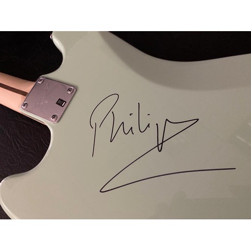 7 - Phil Campbell of Motörhead signed squire bullet mustang – A played and signed guitar by rock legend ... 