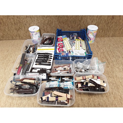 29 - Large collection of new watch straps, battery's and mach 3 razor refills