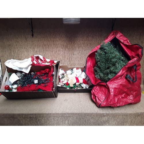 136 - Two large  boxes of Xmas Decorations and a Christmas tree