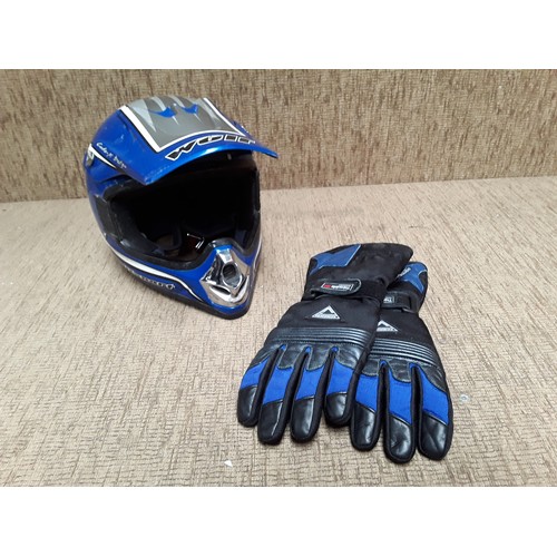 20 - Wulf Motorbike helmet and pair of bikers Gloves