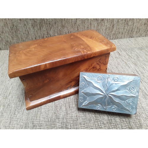 52 - Two walnut jewellery boxes one large, and one with a silver top