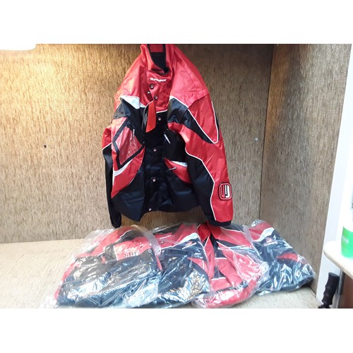 194 - 5 retail packaged motorbike jackets various sizes