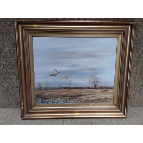 3 - oil painting of grouse signed R. Dyer and marine oil painting signed