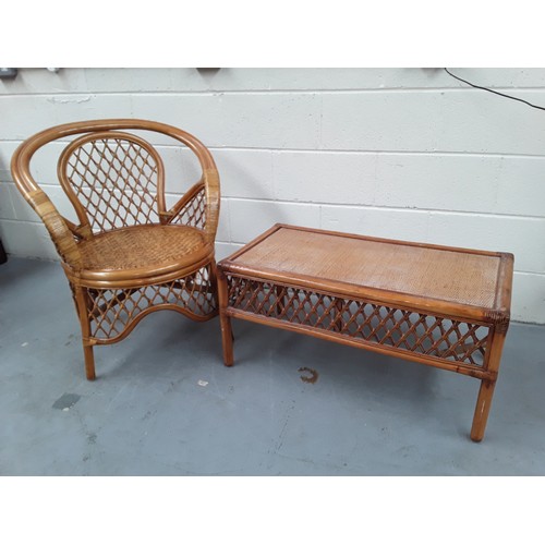 118 - Wicker Coffee table and chair