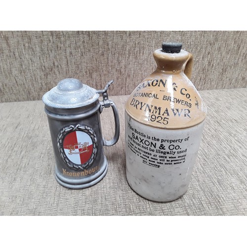 62 - Kronenbourg vintage stein, and Saxton & Co stone flagon