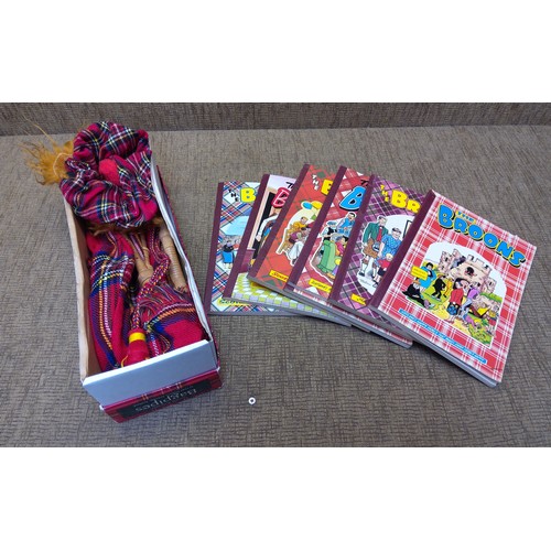 196 - The Broons books and a boxed set of bagpipes