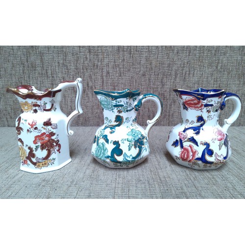 153 - 3 Masons Ironstone jugs including Brown Velvet Cha House, and Mandalay.