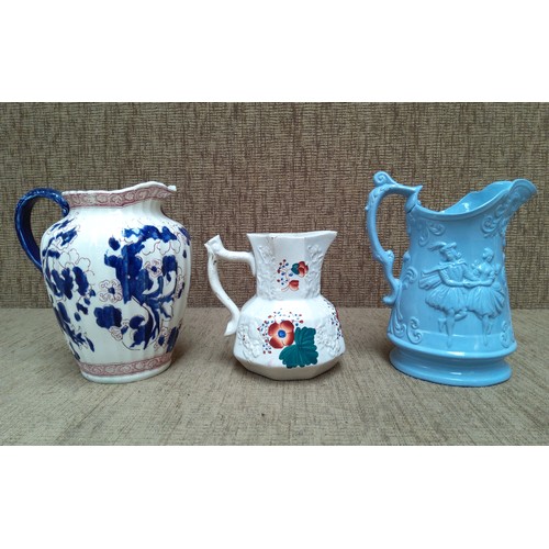 154 - Three late Victorian stoneware and ceramic jugs including S.F.& Co Indian.