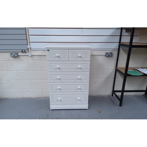 4 - White 6 draw chest of drawers.