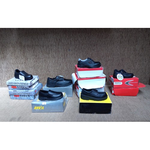 155 - 10 Pairs of workman's shoes sizes 2 , 3 , 4 , 5 ,6 , 13