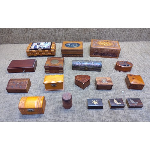 756 - Collection of wooden jewellery and trinket boxes.