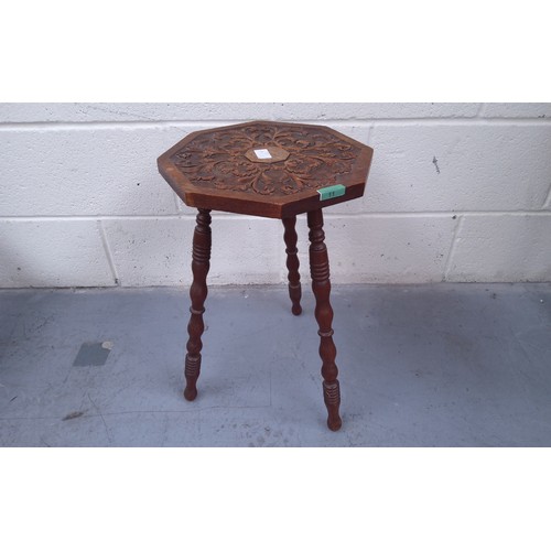 11 - Early twentieth century carved Oak leaf side table.