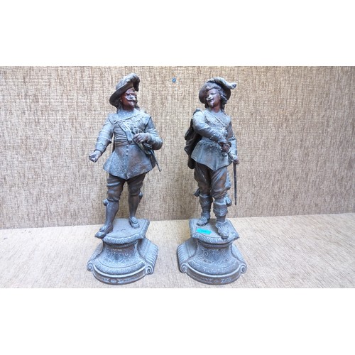 768 - Large pair of spelter figures. 55cm tall