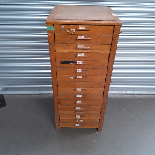 41 - Antique set of Haberdashery drawers with contents.