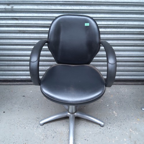 47 - Metal and leather Barbour / hairdressers adjustable chair.