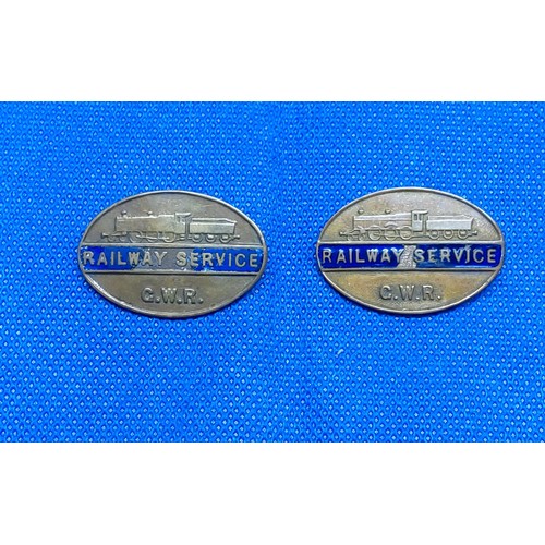 1259 - Two GWR Railway service enamel badges.