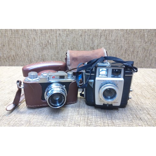 726 - Halina  vintage camera and a Kodak boxed brownie