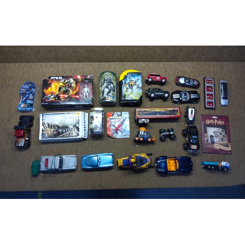 254 - Quantity of toys and Die-cast cars including Star Wars and Lego.