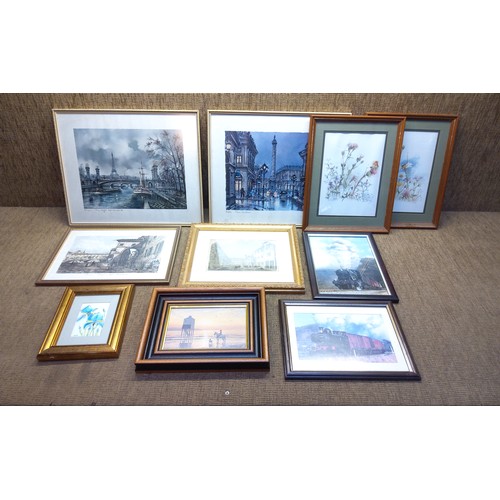 266 - Framed sketches and lithographs some signed.