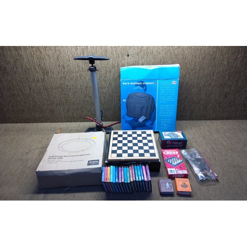 289 - Mixed items including two chess set's, and a car back massager.