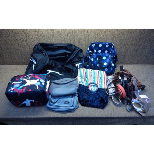 294 - Large quantity of sports bag's including a Yuu bag and some leather belts.