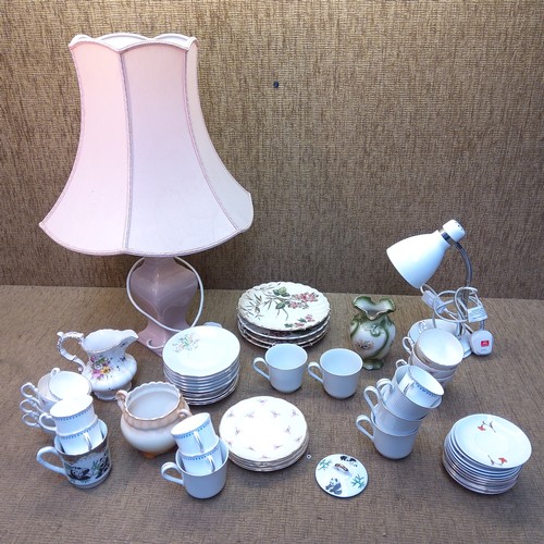 280 - Mixed Ceramics including S. Handcocks  and ceramic table lamp.