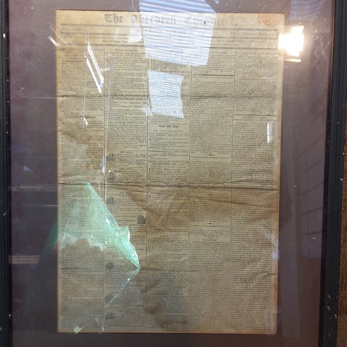 796 - Two Antique framed Newspaper extracts one from The London Standard 1889 and one from The Aberdeen Ch... 