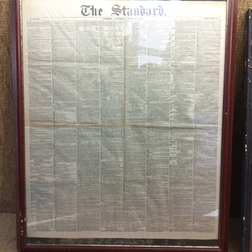 796 - Two Antique framed Newspaper extracts one from The London Standard 1889 and one from The Aberdeen Ch... 