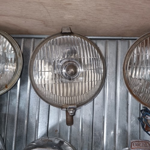 13 - Collection of Vintage car spot lights and back lights including Lucas LR6, SFT-576, SAE-Z-68.