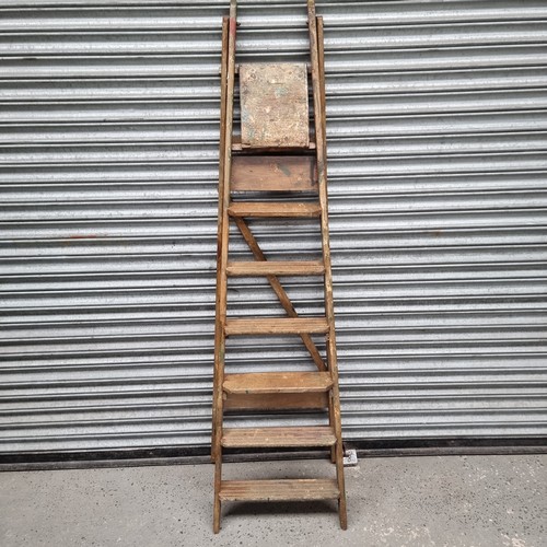 263 - Set of vintage wooden step ladders.