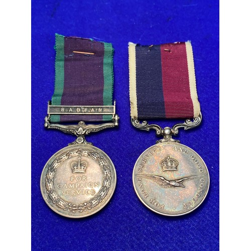 1150 - General Service Medal with Radfan Clasp and RAF Long service and good conduct medal awarded to 50740... 