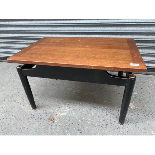 50 - Wooden coffee table with ebonised table legs