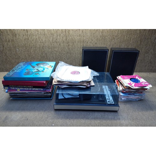 83 - Selection of easy listening records and a vintage Alba record player.