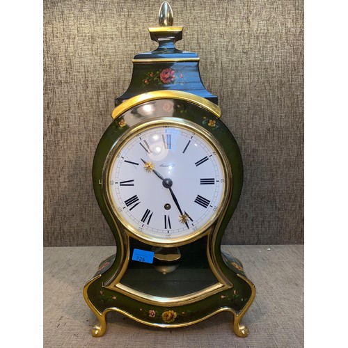 725 - Antique Swis Lumiswald wind up clock and shelf.