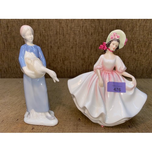 476 - Two porcelain figurines including Royal Doulton 'Sunday Best' HN2698 and West German Bavaria.