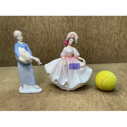 476 - Two porcelain figurines including Royal Doulton 'Sunday Best' HN2698 and West German Bavaria.