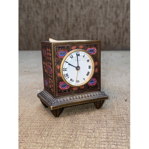 1051 - Antique French Zenith Bronzed and Enamel travel alarm clock  No: 5224.