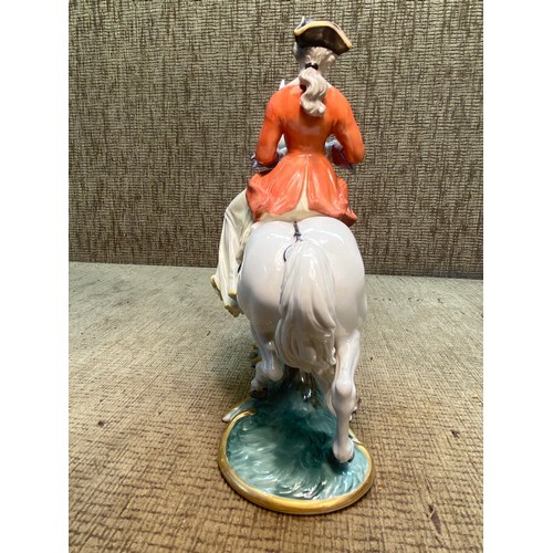 1271 - Nymphenburg Porcelain Bavaria Equestrian horse rider figurine. (slight damage to the reign)