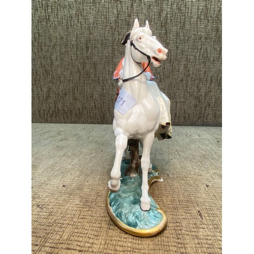 1271 - Nymphenburg Porcelain Bavaria Equestrian horse rider figurine. (slight damage to the reign)