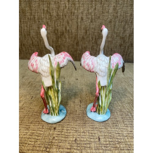 1273 - Pair of Antique Nymphenburg fine porcelain Flamingo statues.