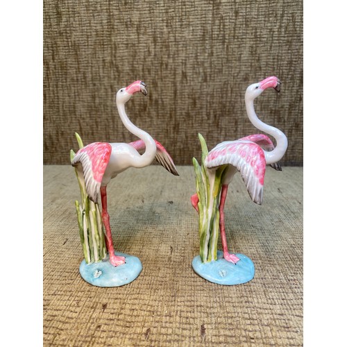 1273 - Pair of Antique Nymphenburg fine porcelain Flamingo statues.