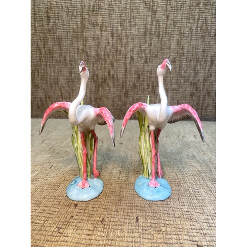 1273 - Pair of Antique Nymphenburg fine porcelain Flamingo statues.