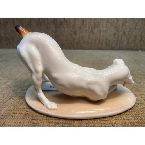 1274 - Nymphenburg fine porcelain Jack Russel dog statue.