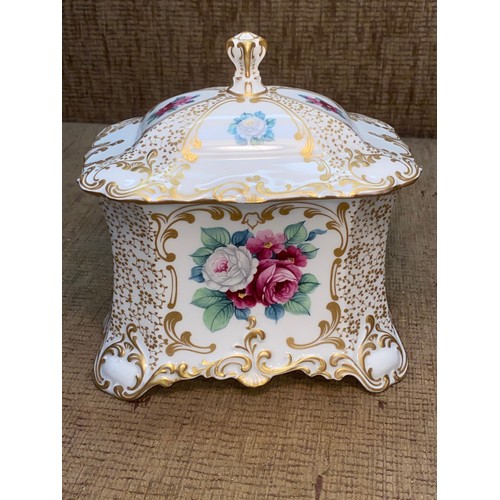 1277 - Antique Rosenthal fine porcelain gold guilted floral jewellery box.